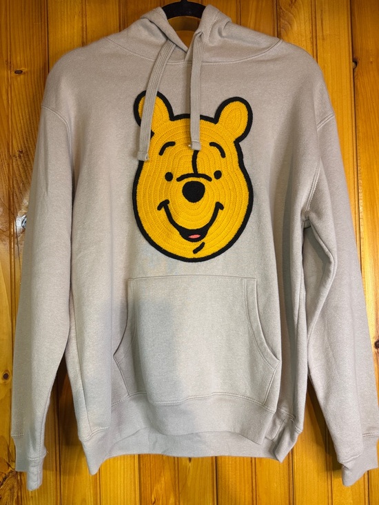 Winnie-the-Pooh Tops - Cream Women's Pullover Hoodie with Yellow Winnie Bear Patch